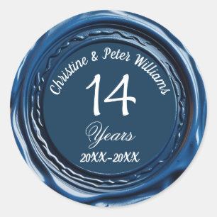 14th Ivory Wedding Blue Wax Seal Sticker