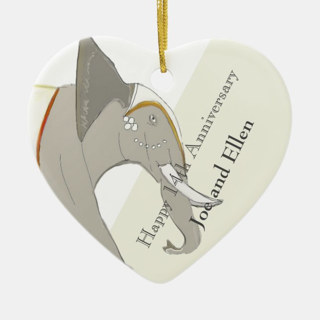 14th Wedding Anniversary, Ivory Anniversary Ceramic Tree Decoration (Front)