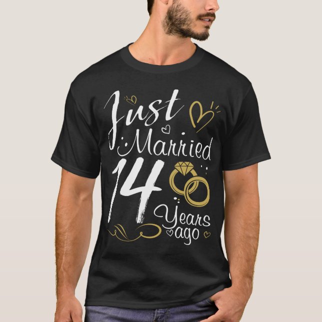 14th Wedding Anniversary. Just Married 14 years Ag T-Shirt (Front)