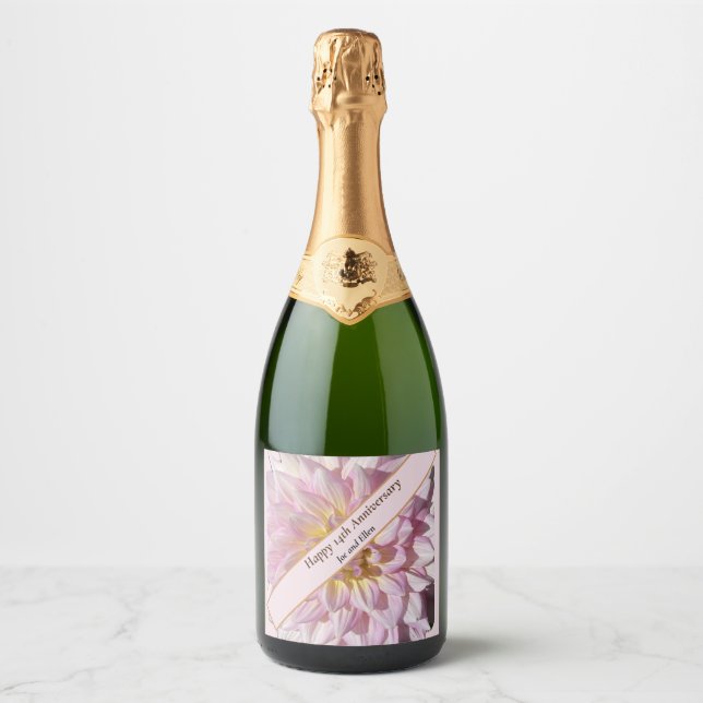 14th Wedding Anniversary, Sparkling Wine Label (Front)