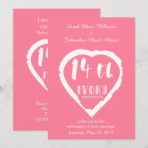 14th Wedding anniversary traditional ivory Invitation