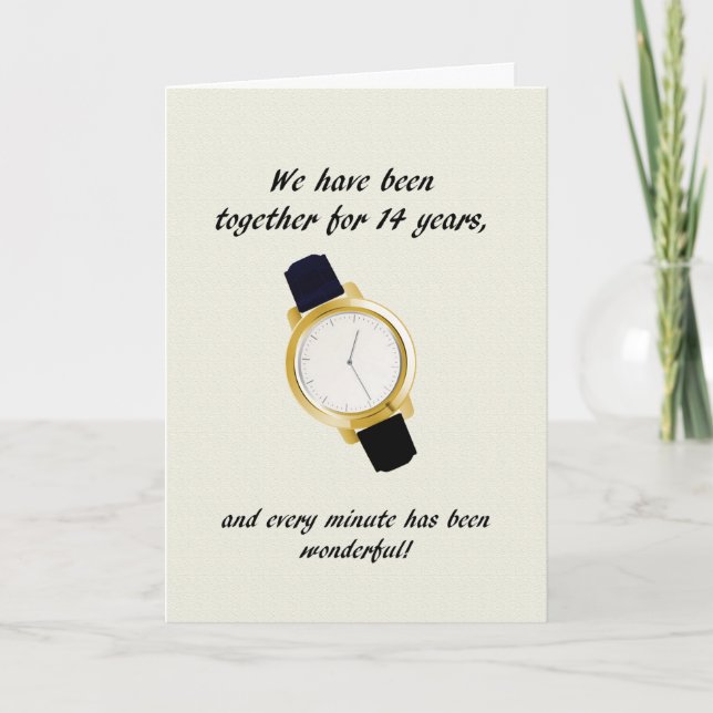 14th Wedding Anniversary Wrist Watch Card (Front)