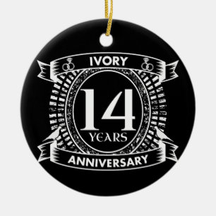 14TH wedding IVORY anniversary Ceramic Tree Decoration