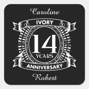 14TH wedding IVORY anniversary Square Sticker