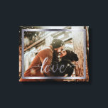 14x11 Love Typography with Silver Frame Canvas Print<br><div class="desc">Faux Silver Foil Frame around your custom photo canvas print with the word love in beautiful calligraphy.</div>