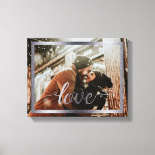 14x11 Love Typography with Silver Frame Canvas Print