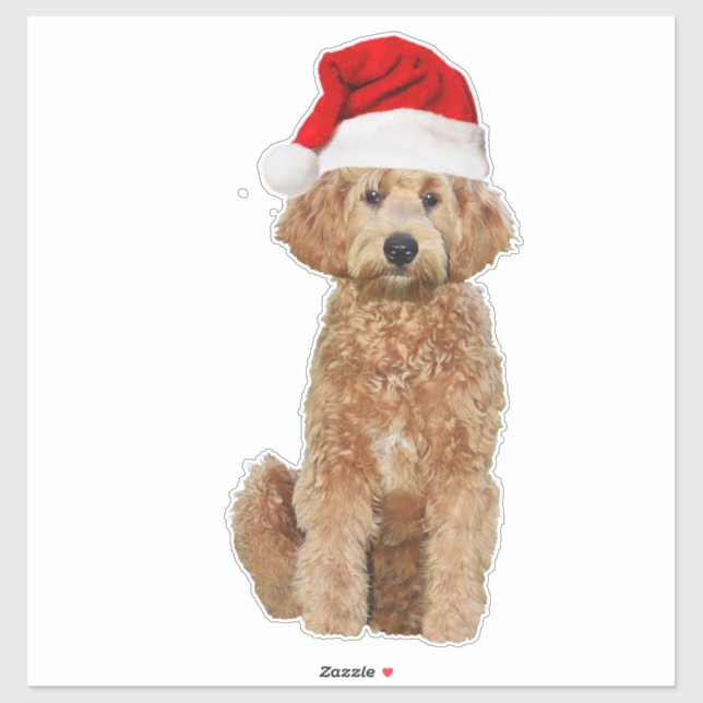 14x14 Christmas cut sticker of golden doodle (Sheet)