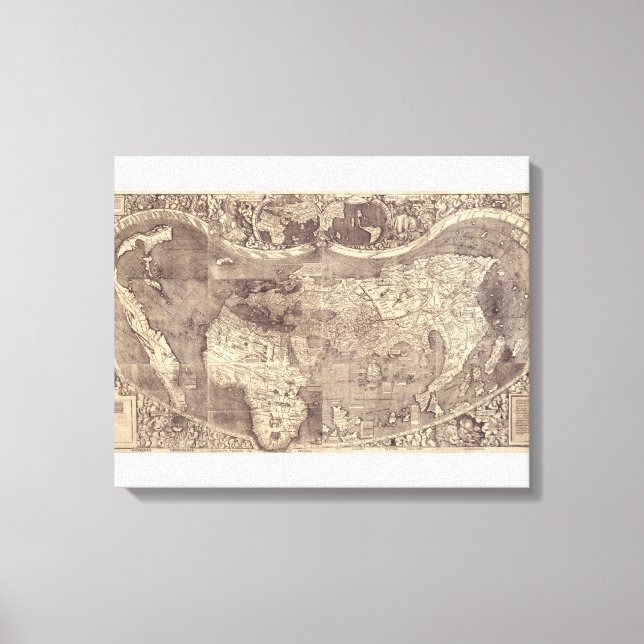 1507 Martin Waldseemuller World Map Canvas Print (Front)