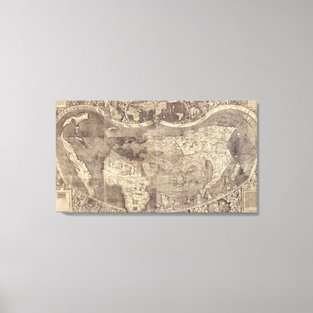 1507 Martin Waldseemuller World Map Canvas Print (Front)
