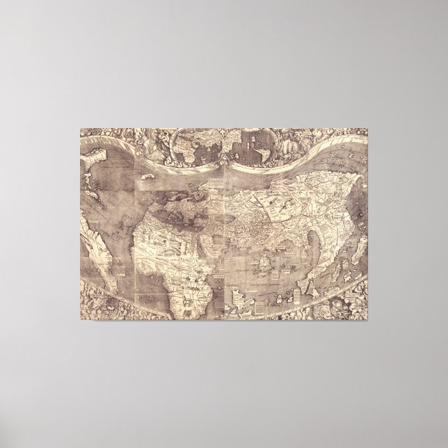 1507 Martin Waldseemuller World Map Canvas Print (Front)