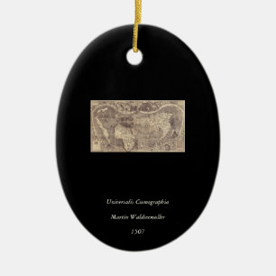 1507 Martin Waldseemuller World Map Ceramic Tree Decoration