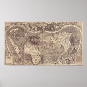 1507 Martin Waldseemuller World Map Poster