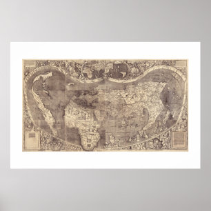 1507 Martin Waldseemuller World Map Poster