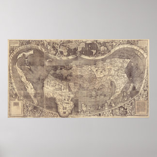 1507 Martin Waldseemuller World Map Poster