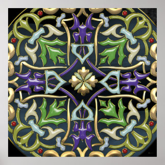 [150] Celtic Cross [Gold with Black Enamel] Poster