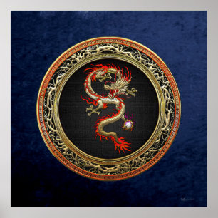 [150] Golden Chinese Dragon Fucanglong Poster