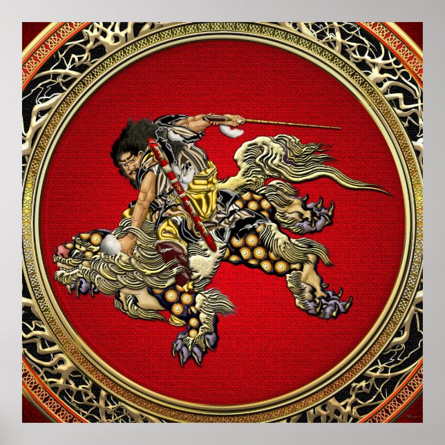[150] Hokusai - Shoki Riding Shishi Lion Poster (Front)