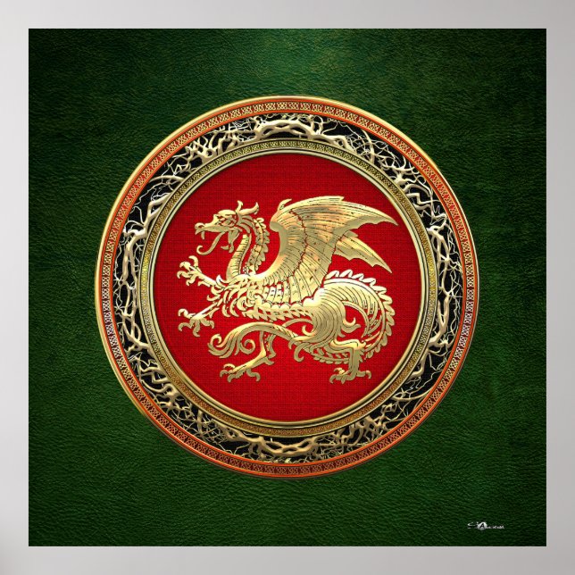 [150] Icelandic Dragon, Landvættir [Gold] Poster (Front)