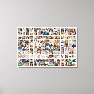 150 Pictures Custom Photo Collage Square Grid Canvas Print