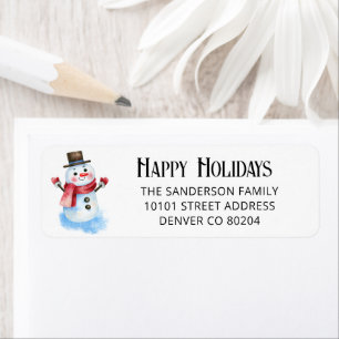 150 Retro Snowman Holiday Return Address Label