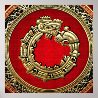 [150] Serpent God Quetzalcoatl [Gold] Poster