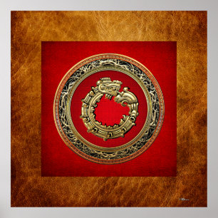 [150] Serpent God Quetzalcoatl [Gold] Poster