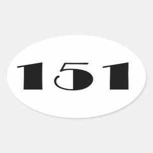 151 Number in Mid Century Modern Oval Sticker