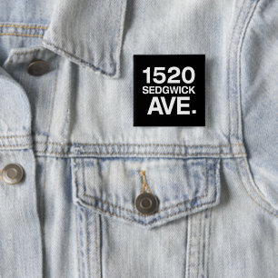 1520 SEDGWICK AVE. 15 CM SQUARE BADGE