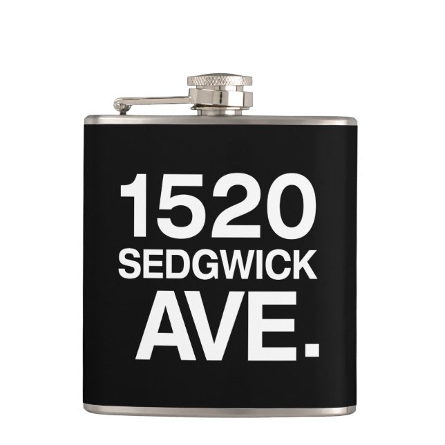 1520 SEDGWICK AVE. HIP FLASK (Front)