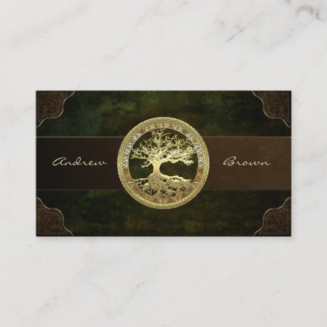 [154] Celtic Tree of Life [Gold] Business Card (Front)