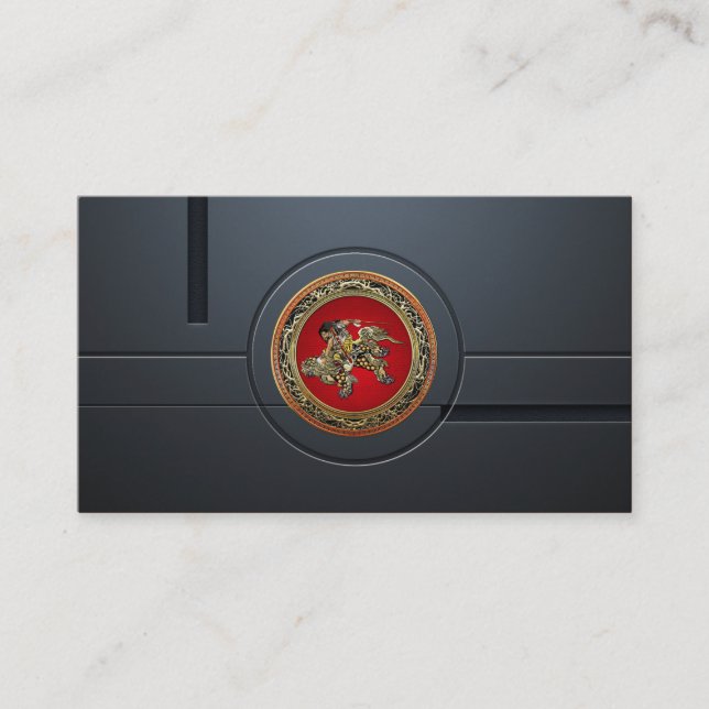 [154] Hokusai - Shoki Riding Shishi Lion Business Card (Front)