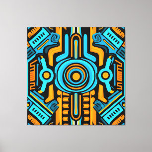 155 blue and orange symmetrical pattern canvas print