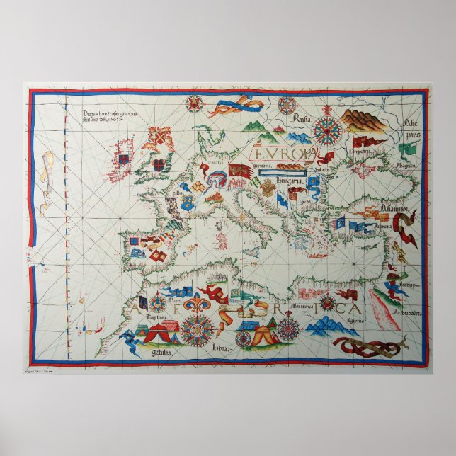 1563 Renaissance Map Europe Poster (Front)