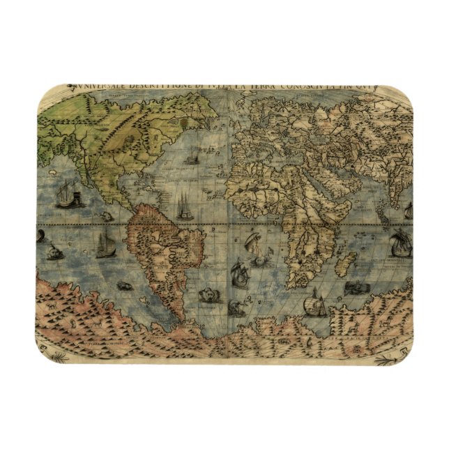 1565 Ferando Berteli (Fernando Bertelli) World Map Magnet (Horizontal)