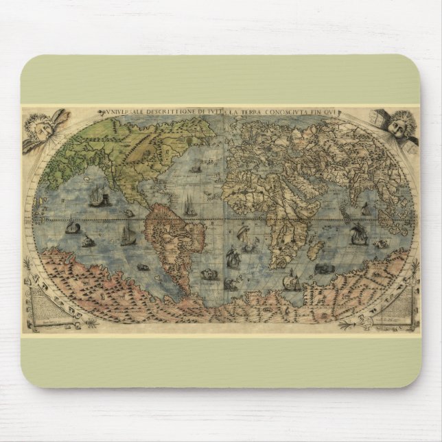 1565 Ferando Berteli (Fernando Bertelli) World Map Mouse Mat (Front)