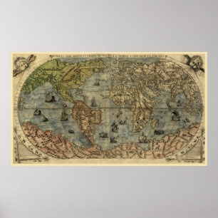 1565 Ferando Berteli (Fernando Bertelli) World Map Poster