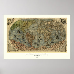 1565 Ferando Berteli (Fernando Bertelli) World Map Poster