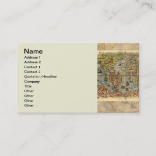 1565 Forlani Antique World Map Vintage Cartography Business Card
