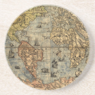 1565 Forlani AntiquevWorld Map Renaissance  Coaster