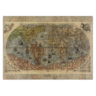 1565 Forlani AntiquevWorld Map Renaissance  Cutting Board