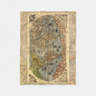 1565 Forlani AntiquevWorld Map Renaissance  Fleece Blanket