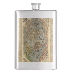 1565 Forlani AntiquevWorld Map Renaissance Hip Flask
