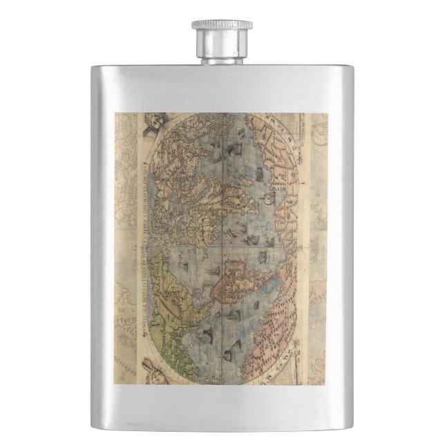 1565 Forlani AntiquevWorld Map Renaissance  Hip Flask (Front)