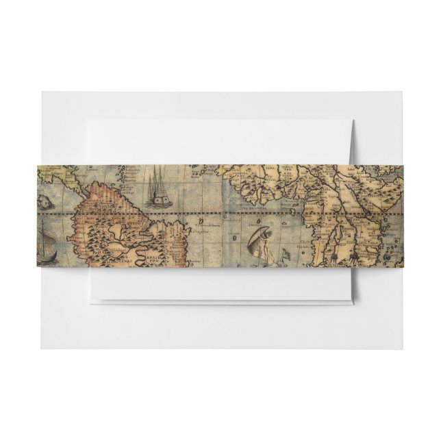 1565 Forlani AntiquevWorld Map Renaissance  Invitation Belly Band (Front Example)