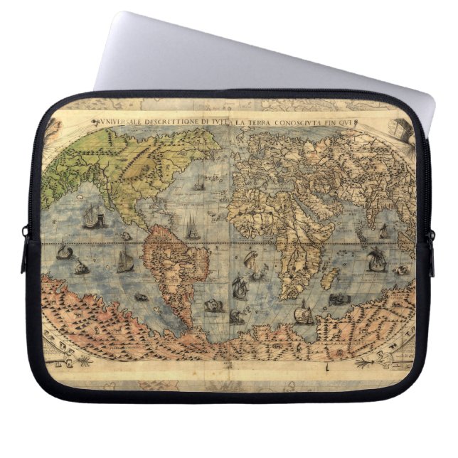1565 Forlani AntiquevWorld Map Renaissance  Laptop Sleeve (Front)