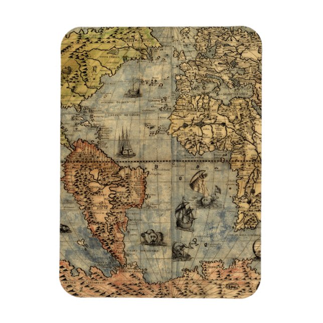 1565 Forlani AntiquevWorld Map Renaissance  Magnet (Vertical)