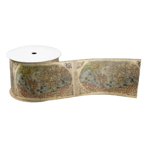 1565 Forlani AntiquevWorld Map Renaissance  Satin Ribbon