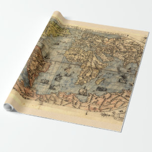 1565 Forlani AntiquevWorld Map Renaissance  Wrapping Paper