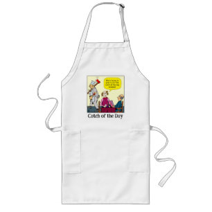 1566 Catch Of The Day Escaped Cartoon Long Apron