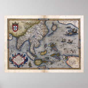 1570 India and China Map Poster